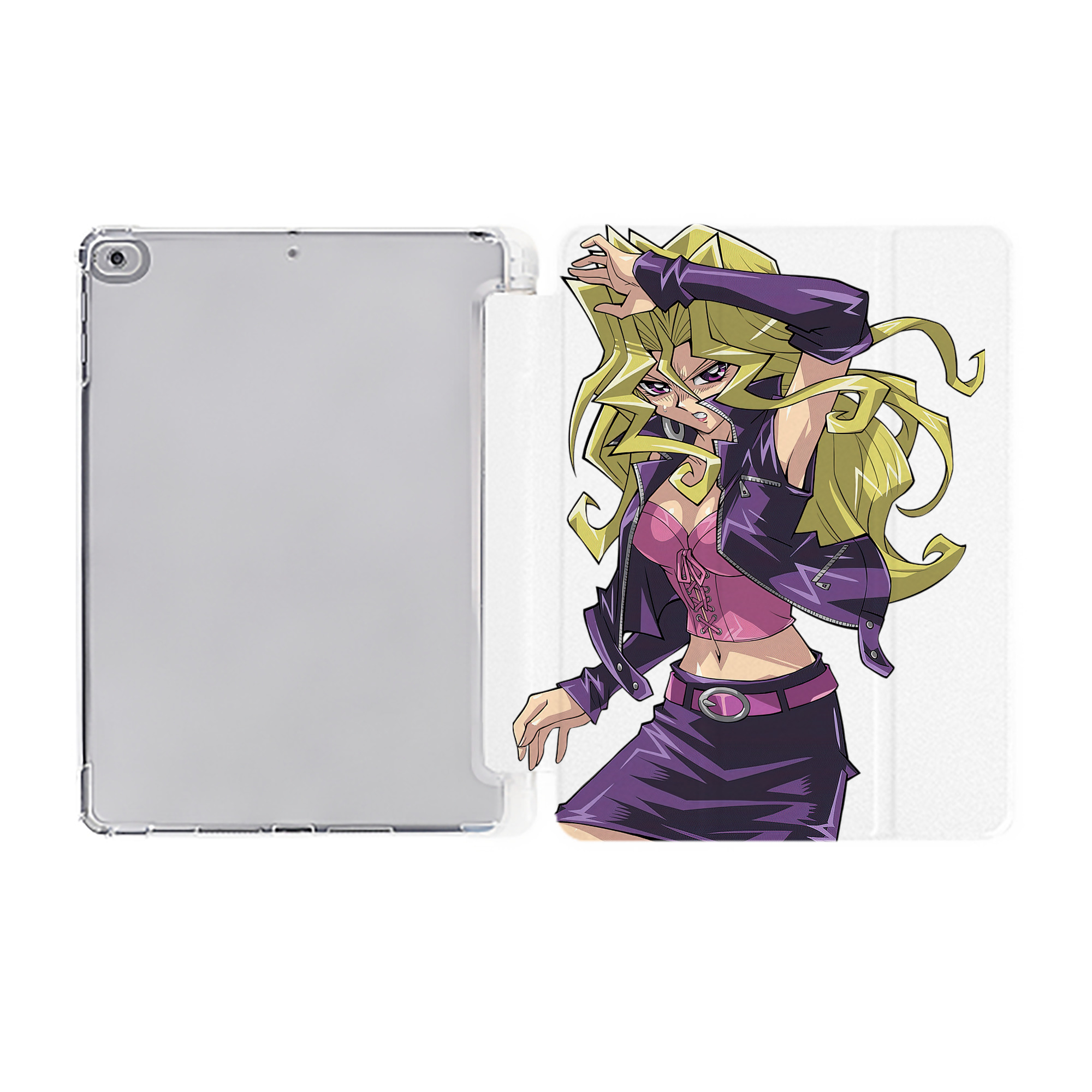 （画像用） 遊☆戯☆王 Yu-Gi-Oh! IPad ケース ペン収納付き 三つ折りスタンド PUレザー×シリコン 対応機種9.5/10.5/10.9インチ